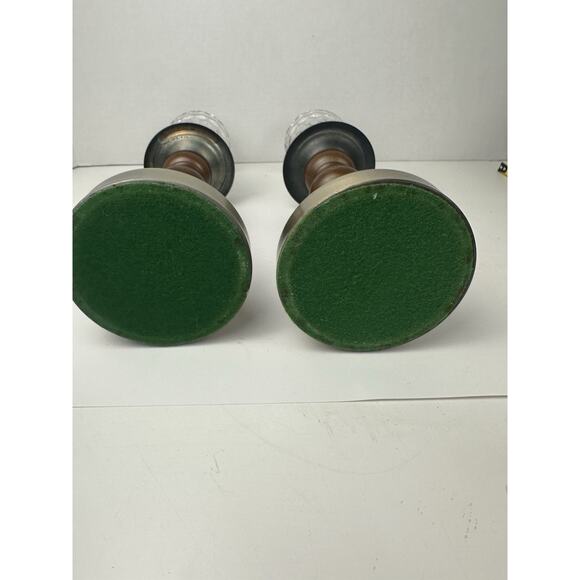 Vintage Homco Wood and Brass Candlestick Holders With Clear Glass Votives - Picture 8 of 8